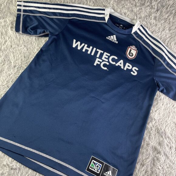Vancouver Whitecaps Jersey Mens Small Blue White Adidas Carlyle Mitchel 2013 Kit - Picture 1 of 12